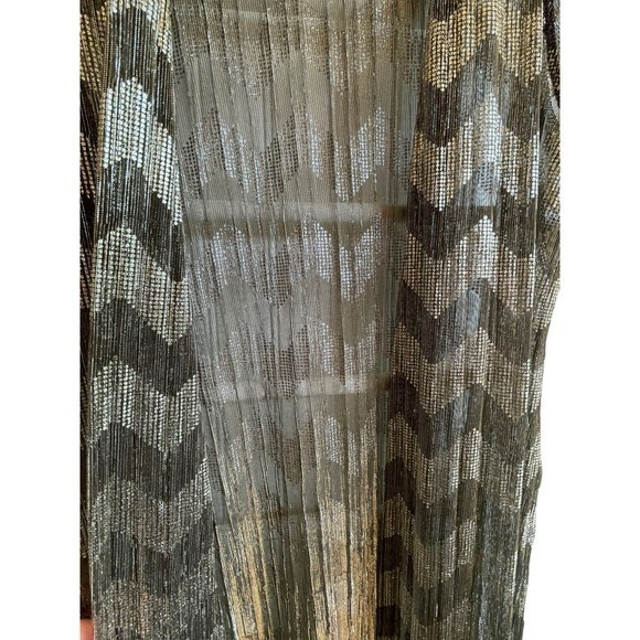Swim Cover Up Women Small Gold Metallic Chevron Duster Side Slits - Picture 6 of 10